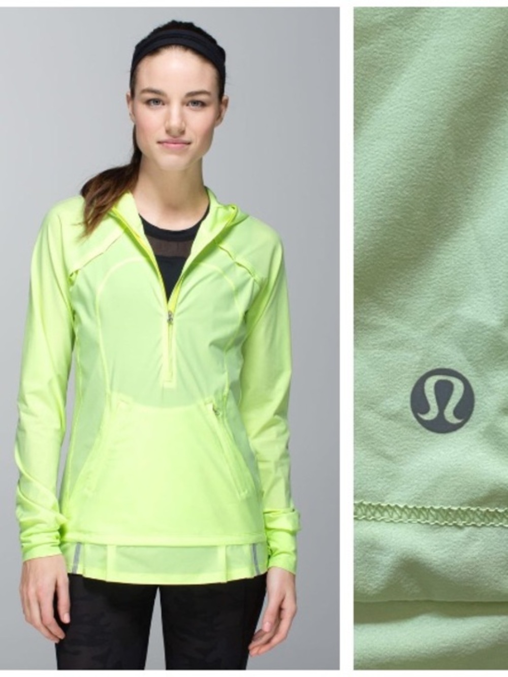 Lululemon Lightened Up Pullover Clear Mint Neon Yellow Full Zip Jacket 4